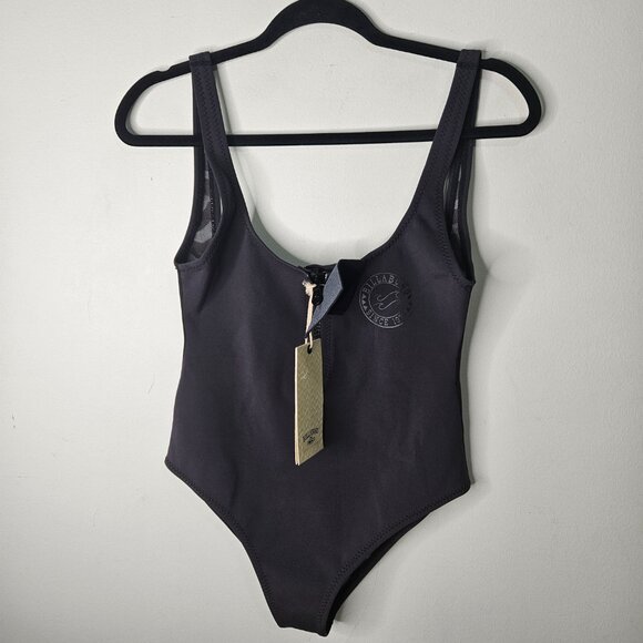 Billabong Way Back One Piece Surf Neoprene Zip Swimsuit Sz M Black - Picture 6 of 11